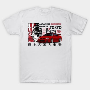 Nissan Skyline GTR r34 Red, JDM Car T-Shirt